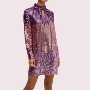 KATE SPADE New York Ombre Sequin Long Sleeve Mini Dress 0